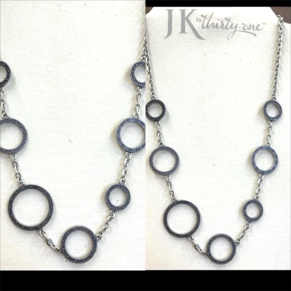 Brighton Townsend Silver‎ Marcasite Open Circle long Necklace